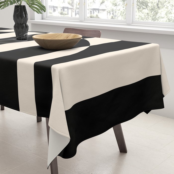 Striped Archway Pattern in Black and Almond Cream Tablecloth Gallery Image 3