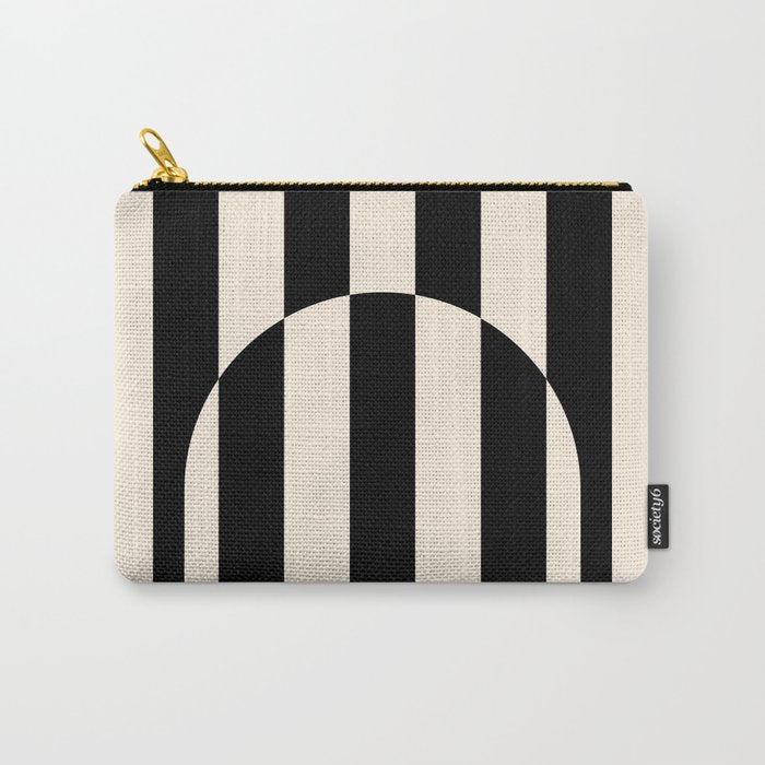 Striped Archway Pattern in Black and Almond Cream Carry All Pouch Gallery Image 1
