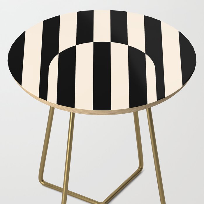 Striped Archway Pattern in Black and Almond Cream Side Table Gallery Image 2