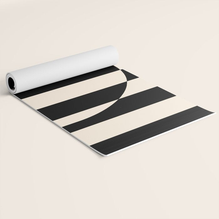 Striped Archway Pattern in Black and Almond Cream Yoga Mat Gallery Image 2