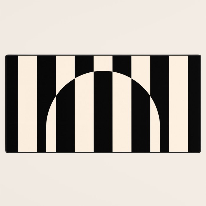 Striped Archway Pattern in Black and Almond Cream Desk Mat Gallery Image 3