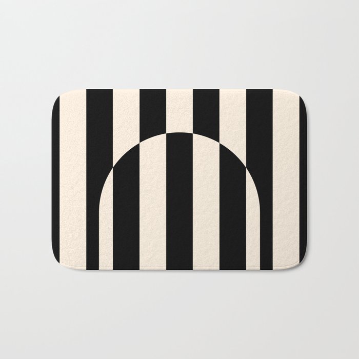 Striped Archway Pattern in Black and Almond Cream Bath Mat Gallery Image 1
