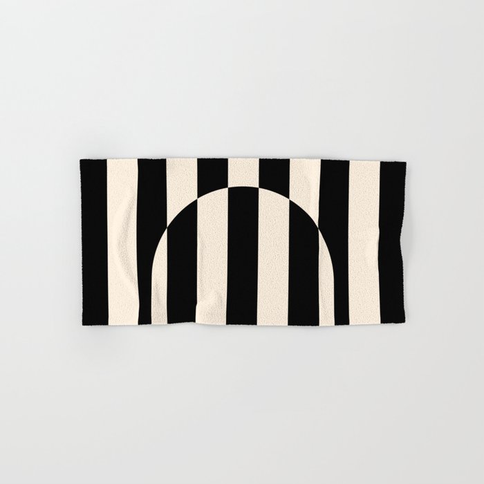 Striped Archway Pattern in Black and Almond Cream Bath Towel Gallery Image 1