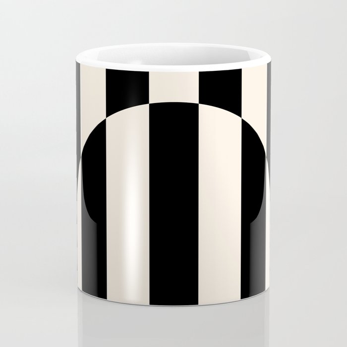 Striped Archway Pattern in Black and Almond Cream Coffee Mug Gallery Image 4