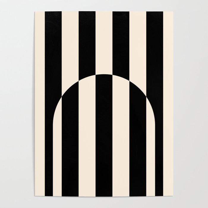 Striped Archway Pattern in Black and Almond Cream Poster Gallery Image 4