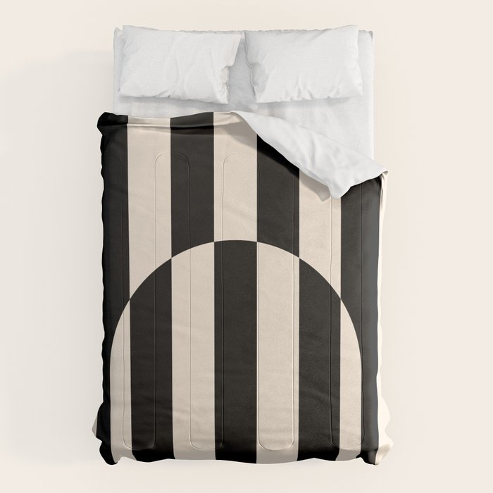 Striped Archway Pattern in Black and Almond Cream Comforter Gallery Image 1