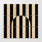 Striped Archway Pattern in Black and Almond Cream Wood Wall Art Gallery Image 1