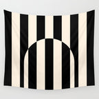 Striped Archway Pattern in Black and Almond Cream Wall Tapestry Gallery Image 4