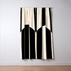 Striped Archway Pattern in Black and Almond Cream Window Curtain Gallery Image 3