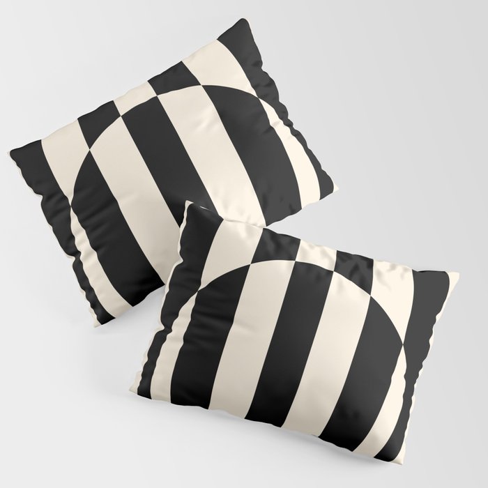 Striped Archway Pattern in Black and Almond Cream Pillow Sham Gallery Image 1
