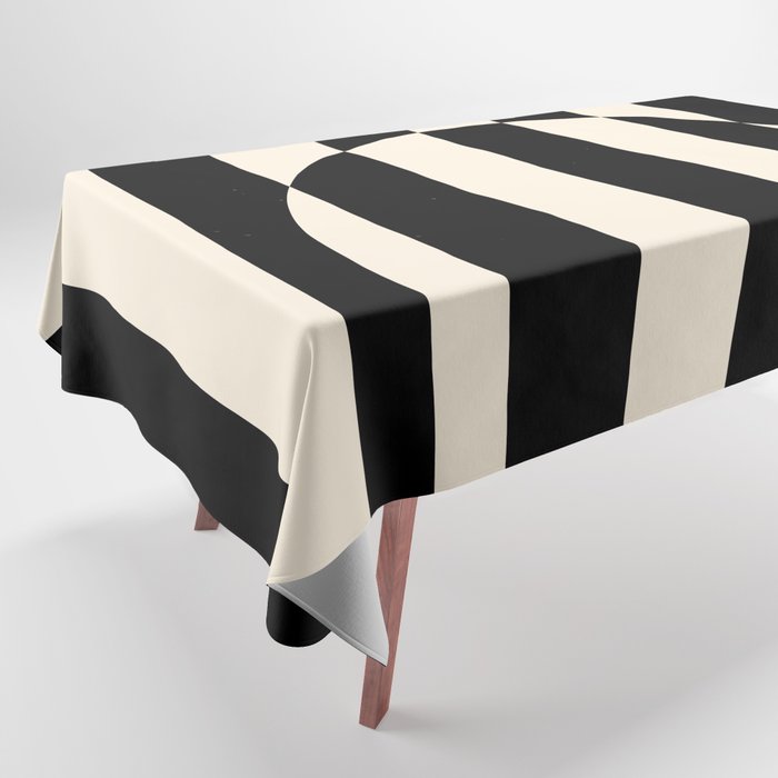 Striped Archway Pattern in Black and Almond Cream Tablecloth Gallery Image 1