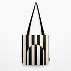 Striped Archway Pattern in Black and Almond Cream Tote Bag Gallery Image 2