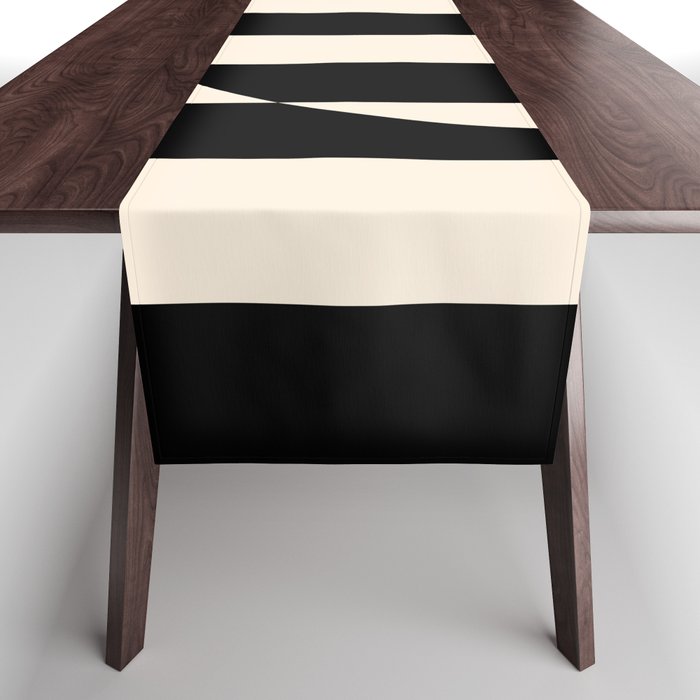 Striped Archway Pattern in Black and Almond Cream Table Runner Gallery Image 1