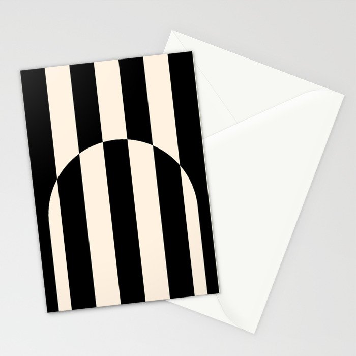 Striped Archway Pattern in Black and Almond Cream Stationery Card Gallery Image 2