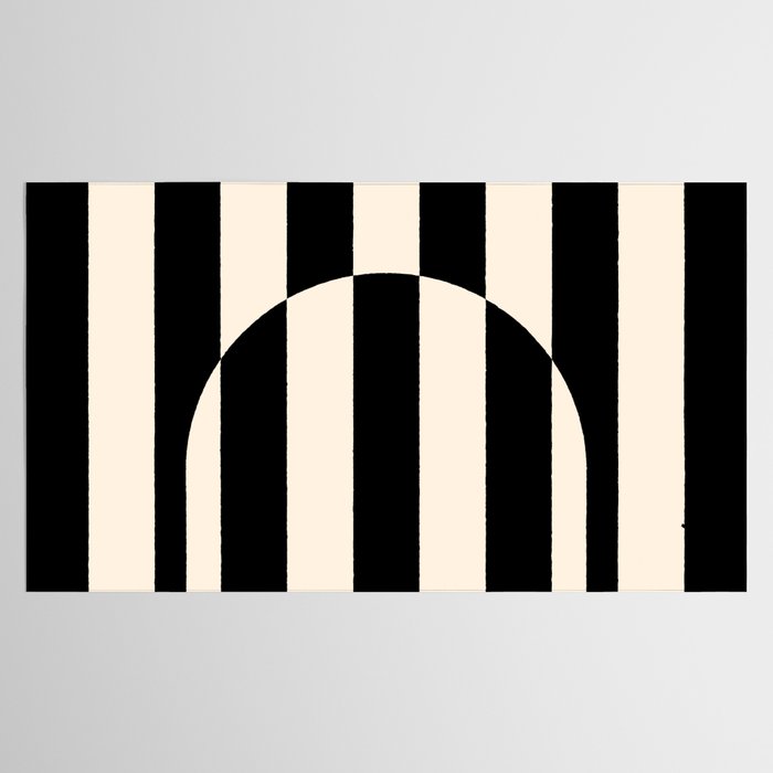 Striped Archway Pattern in Black and Almond Cream Tablecloth Gallery Image 2
