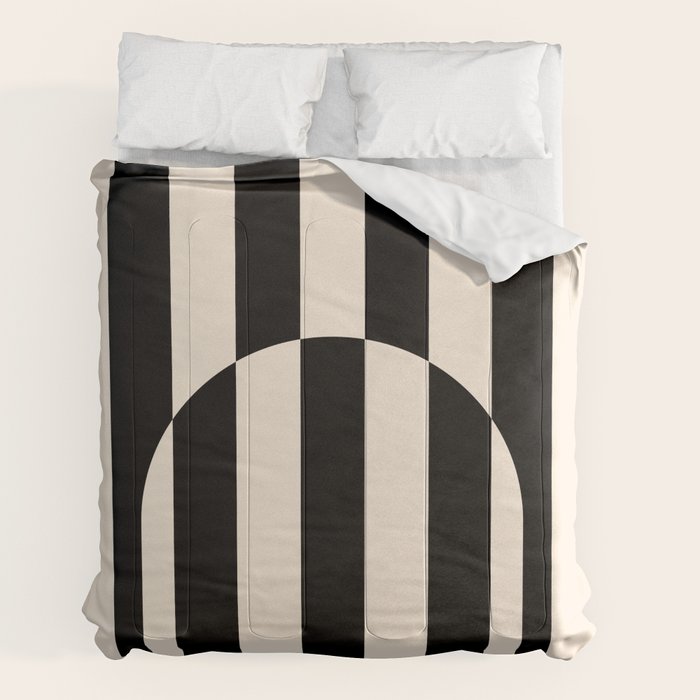 Striped Archway Pattern in Black and Almond Cream Comforter Gallery Image 2