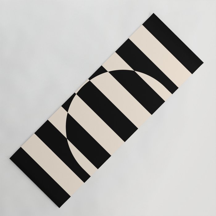 Striped Archway Pattern in Black and Almond Cream Yoga Mat Gallery Image 1
