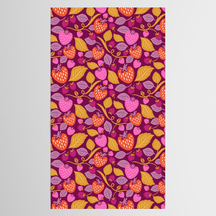 Strawberry Fields - Magenta Gold Tablecloth Gallery Image 2