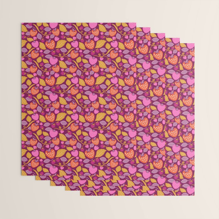 Strawberry Fields - Magenta Gold Wrapping Paper Gallery Image 3