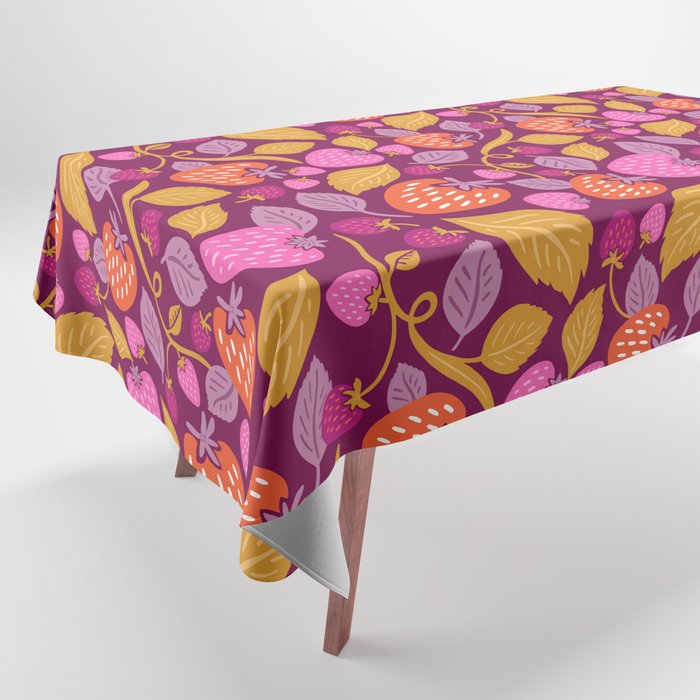 Strawberry Fields - Magenta Gold Tablecloth Gallery Image 1