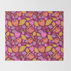 Strawberry Fields - Magenta Gold Throw Blanket Gallery Image 2
