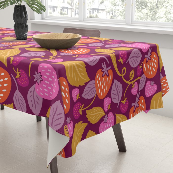 Strawberry Fields - Magenta Gold Tablecloth Gallery Image 3