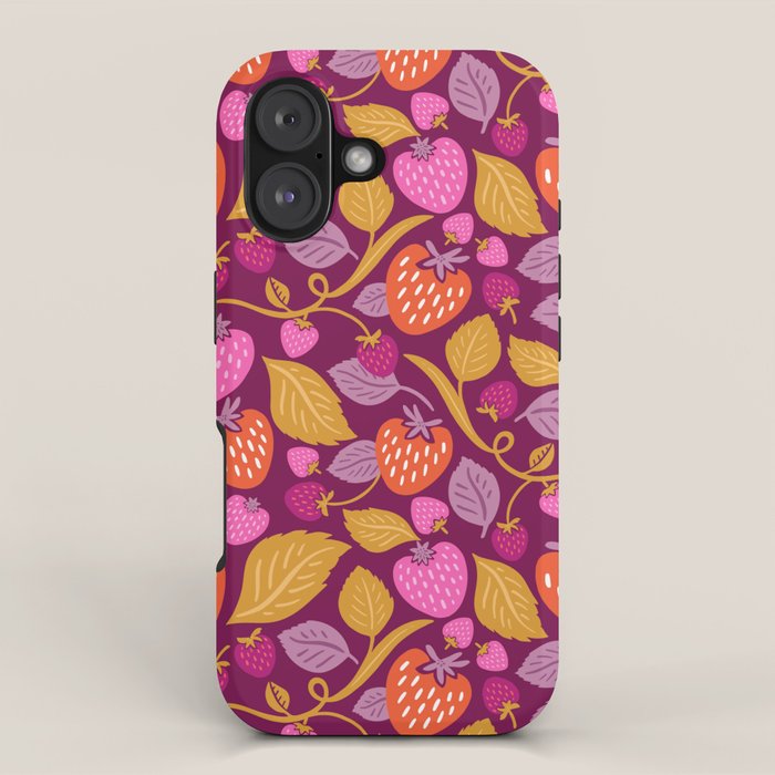 Strawberry Fields - Magenta Gold iPhone Case Gallery Image 1