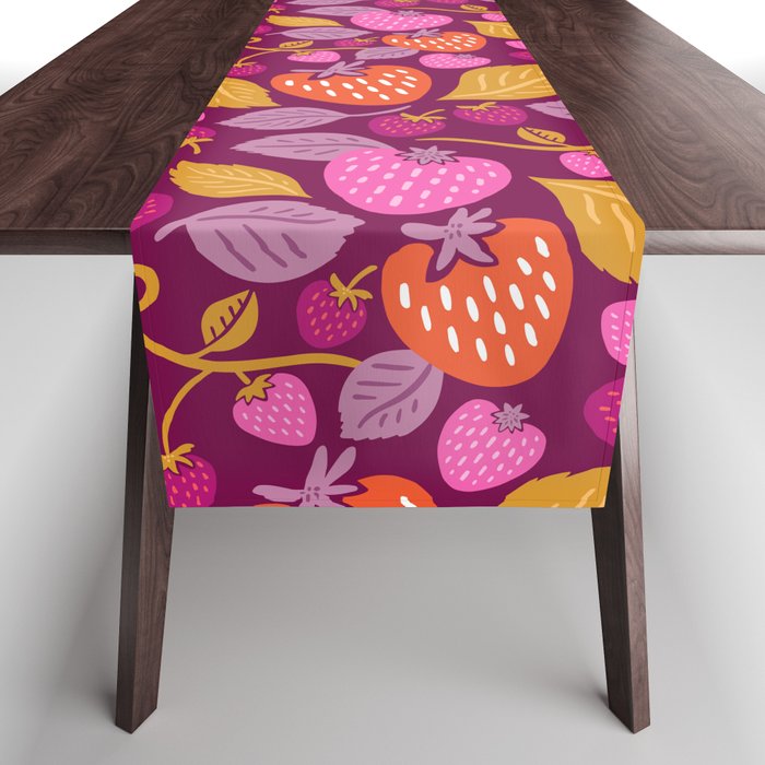 Strawberry Fields - Magenta Gold Table Runner Gallery Image 1
