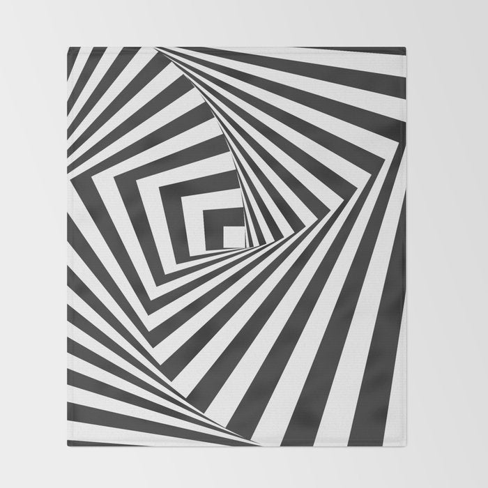 Black And  White Pop Art Optical Illusion Throw Blanket Gallery Image 2