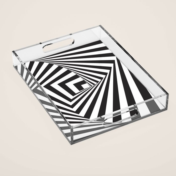 Black And  White Pop Art Optical Illusion Acrylic Tray Gallery Image 1
