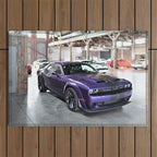 Purple Challenger Hellcat Demon color photograph / photography / poster Outdoor Rug Gallery Image 1