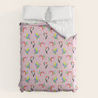 Happy Tropical Jungle Birds Toucan Hummingbird Parrot Pink Duvet Cover Gallery Image 6