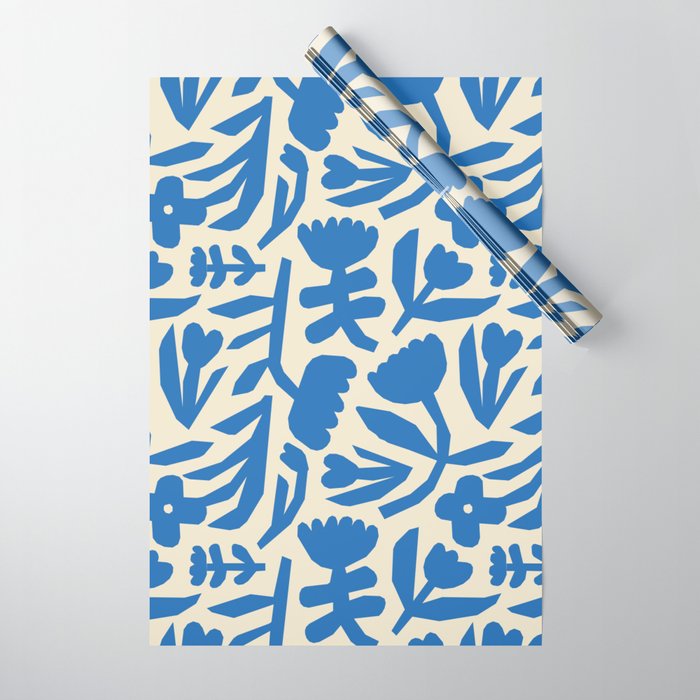Blue flower nature art pattern Wrapping Paper Gallery Image 1