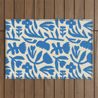 Blue flower nature art pattern Outdoor Rug Gallery Image 1