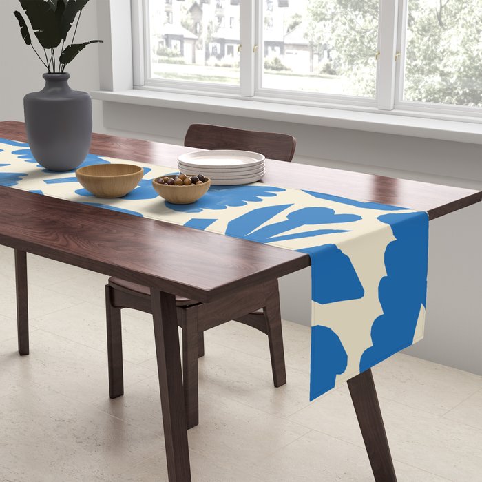 Blue flower nature art pattern Table Runner Gallery Image 2