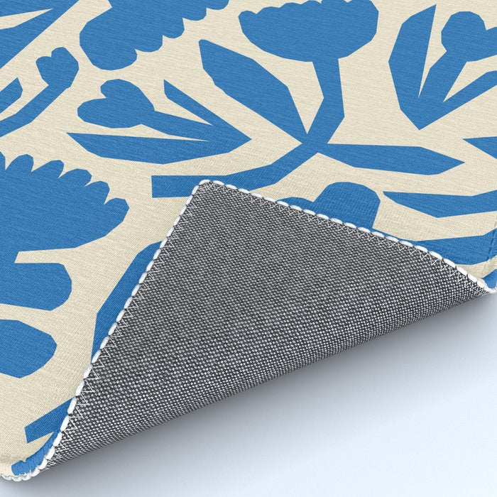 Blue flower nature art pattern Rug Gallery Image 4