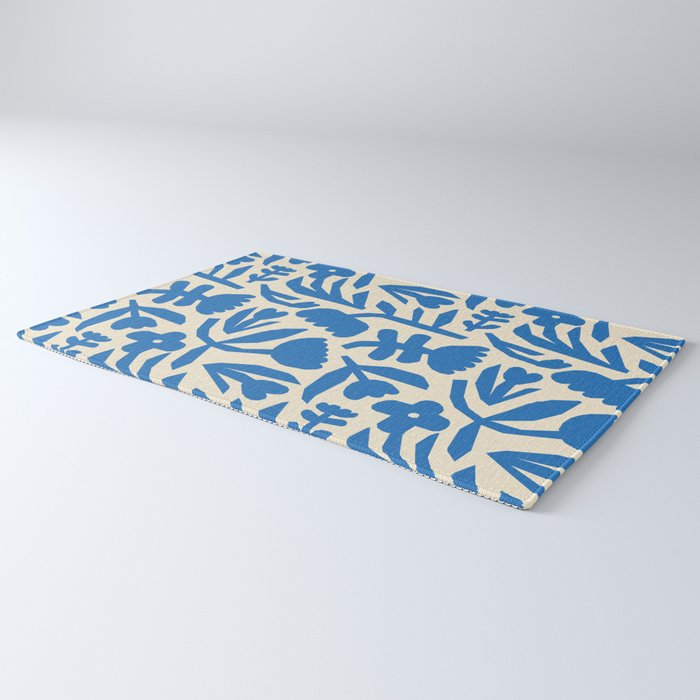 Blue flower nature art pattern Rug Gallery Image 3