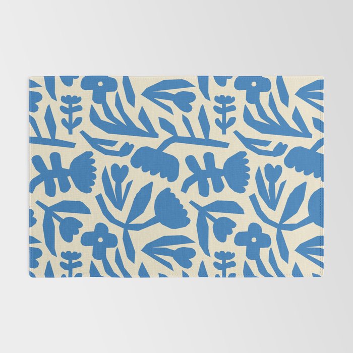 Blue flower nature art pattern Rug Gallery Image 2