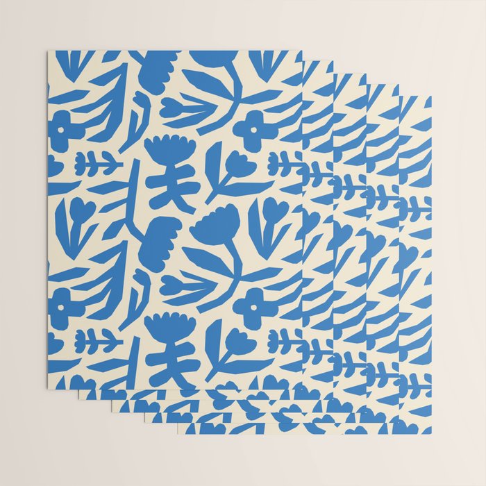 Blue flower nature art pattern Wrapping Paper Gallery Image 3