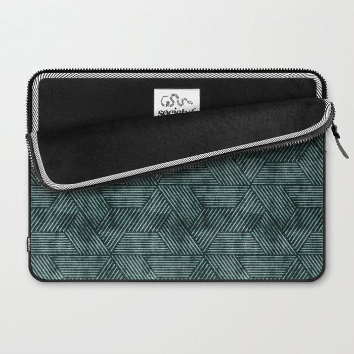 cadence triangles - dark green Laptop Sleeve Gallery Image 2