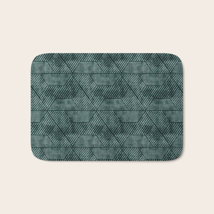 cadence triangles - dark green Bath Mat Gallery Image 1