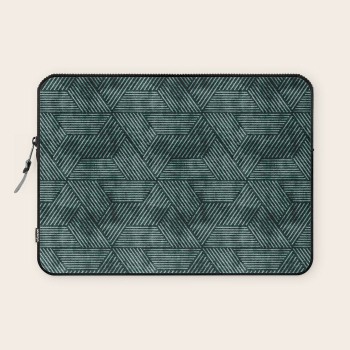 cadence triangles - dark green Laptop Sleeve Gallery Image 1