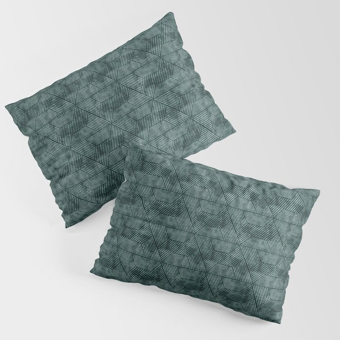 cadence triangles - dark green Pillow Sham Gallery Image 3