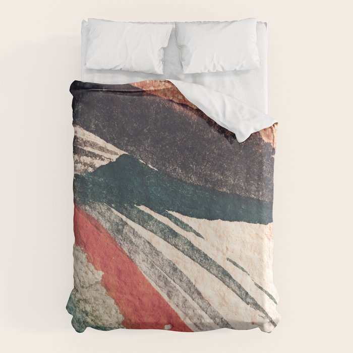 Thunder&Lightning {3}: Minimal watercolor abstract in pinks, blues, and greens Duvet Cover Gallery Image 6