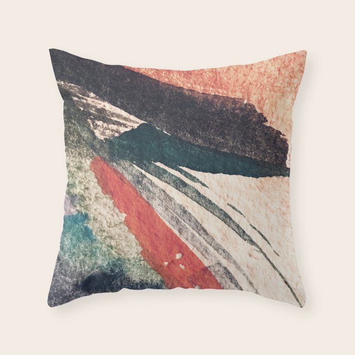 Thunder&Lightning {3}: Minimal watercolor abstract in pinks, blues, and greens Throw Pillow Gallery Image 6