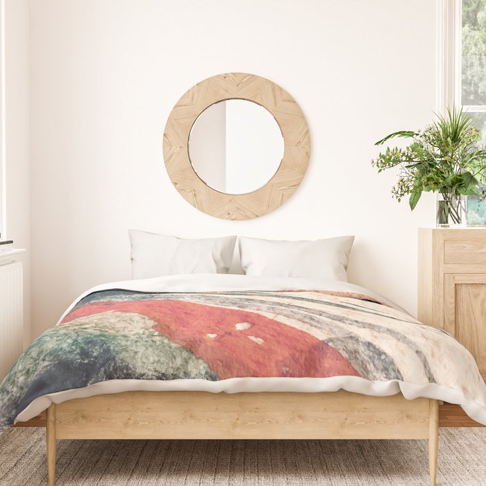 Thunder&Lightning {3}: Minimal watercolor abstract in pinks, blues, and greens Duvet Cover Gallery Image 3