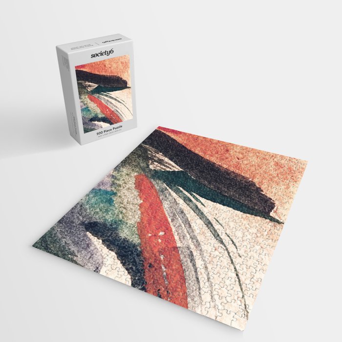 Thunder&Lightning {3}: Minimal watercolor abstract in pinks, blues, and greens Jigsaw Puzzle Gallery Image 2