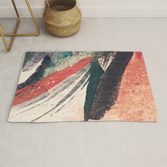 Thunder&Lightning {3}: Minimal watercolor abstract in pinks, blues, and greens Rug Gallery Image 1