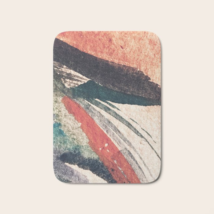 Thunder&Lightning {3}: Minimal watercolor abstract in pinks, blues, and greens Bath Mat Gallery Image 1