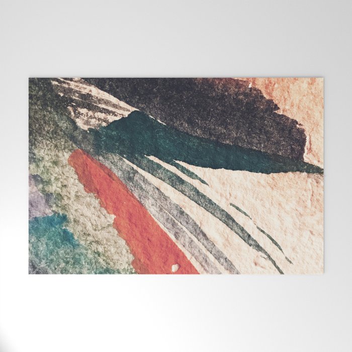 Thunder&Lightning {3}: Minimal watercolor abstract in pinks, blues, and greens Welcome Mat Gallery Image 1